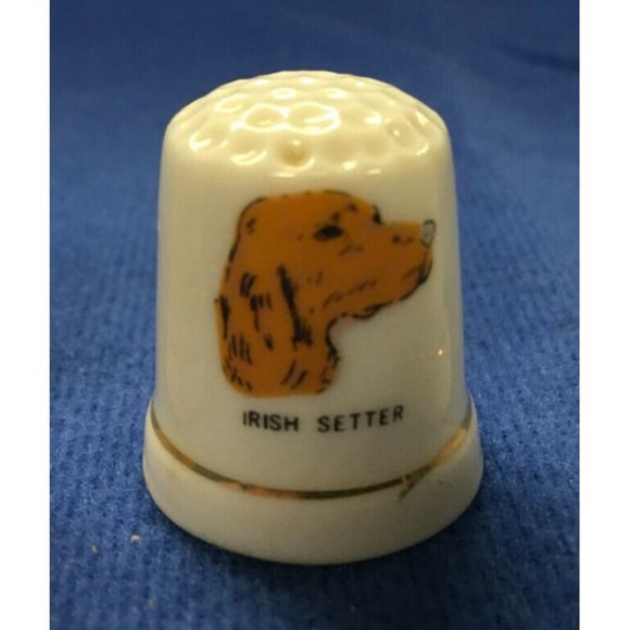 Thimbles Porelain Set of 4 Pets Painted with 3 dogs & 1 Cat - Picture 3 of 5